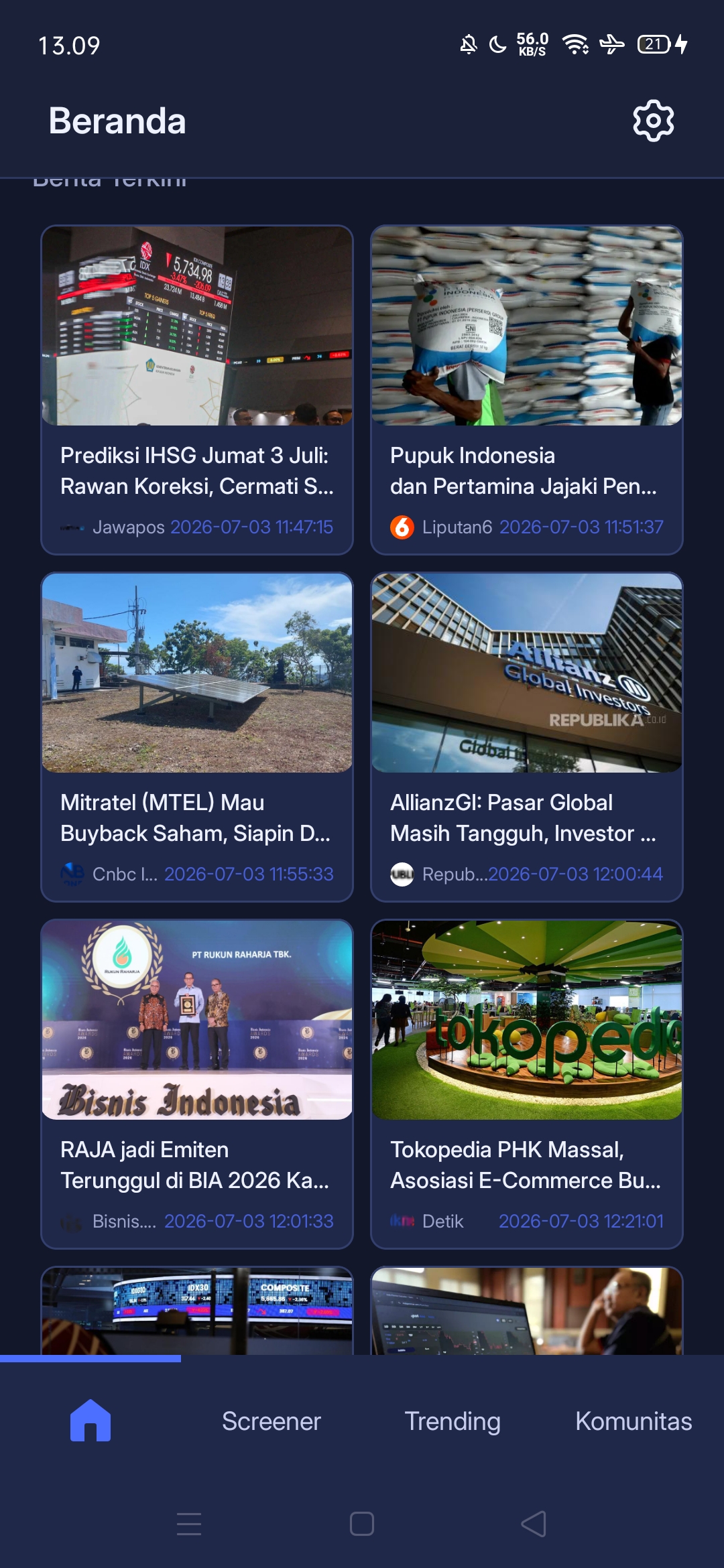 News Interface Screenshot